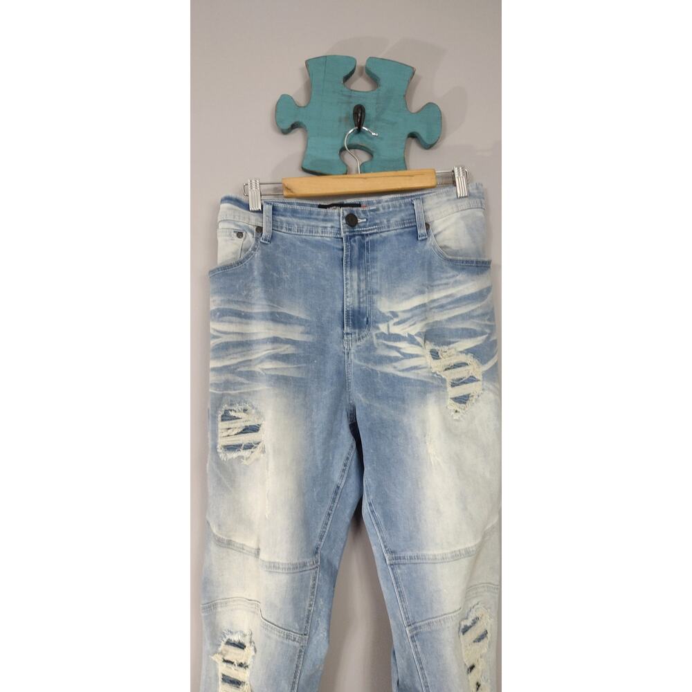 Vintage Y2K Denim Jeans Christian Carera  40 x 32 Distressed Light Wash - Picture 2 of 16